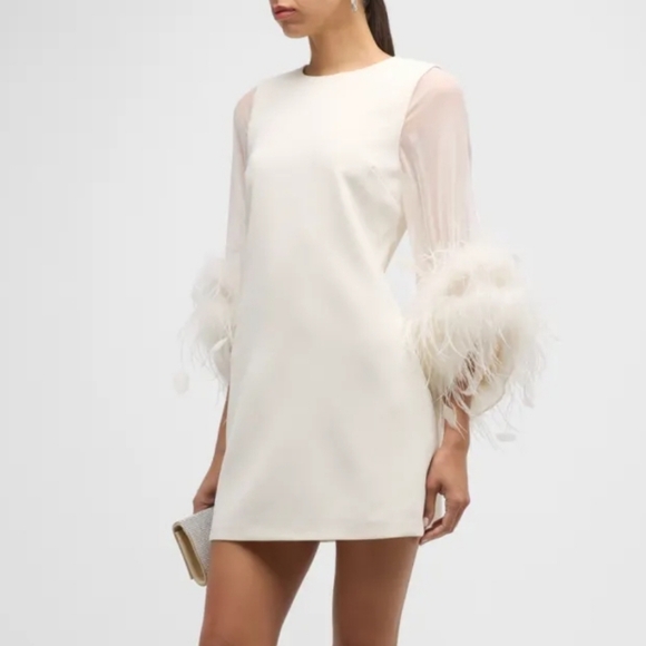 🕊️ Alice and Olivia “Izola Feather-Trim Minidress”🕊️ - Picture 10 of 12